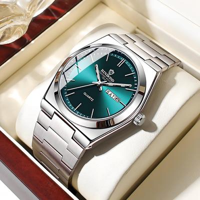 Friendly Fresh Finds Luxury Stainless Steel Waterproof Quartz Watch For Men Business & Leisure green