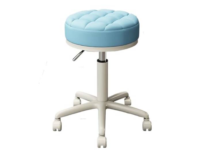 Verstellbarer Rollhocker mit Fußstütze, runder Rollhocker bürohocker Stuhl mit Rollen, for Tattoo-Salon, Arbeit, Heimbüro