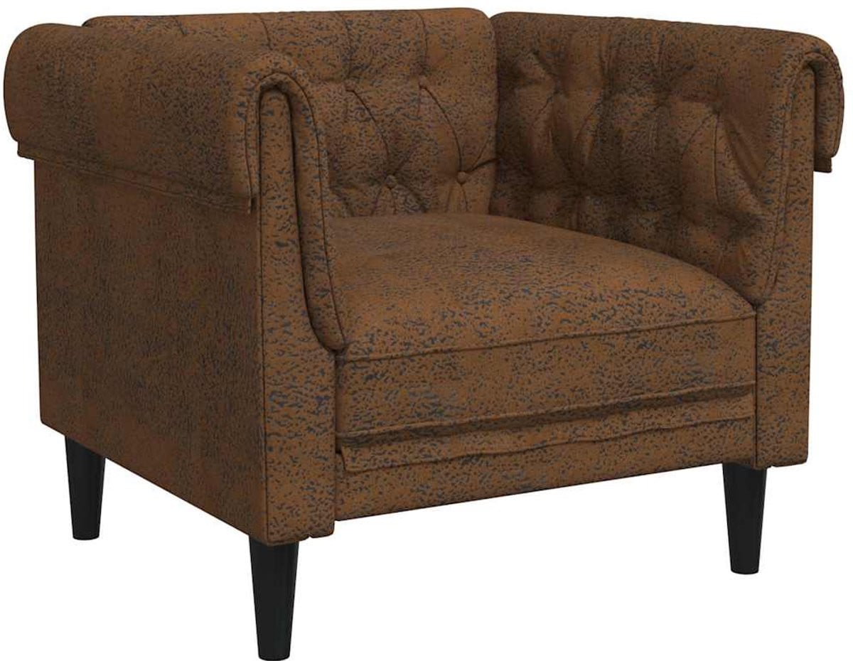 vidaXL Chesterfield-stijl fauteuil - bruin - stof