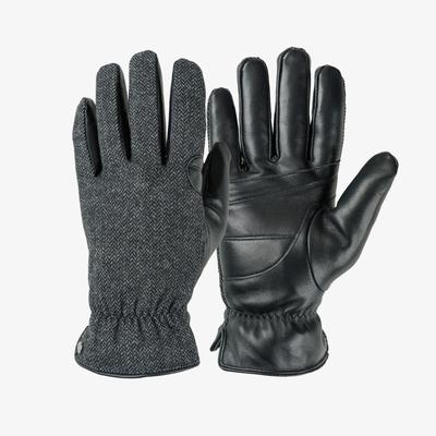 Strickhandschuhe PEARLWOOD "PARKER", Herren, Gr. 10, schwarz, Materialmix, Schafsleder, Handschuhe, Touchscreen proofed - mit 10 Fingern bedienbar