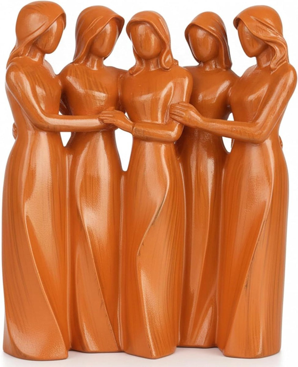 Zuster Beeldjes Vriendschap Sculptuur Huis Decoratie Houtkleur B/D/H: 21 x 18 x 9 cm