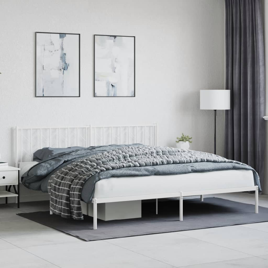 vidaXL Metal Bed White 193 x 203 cm