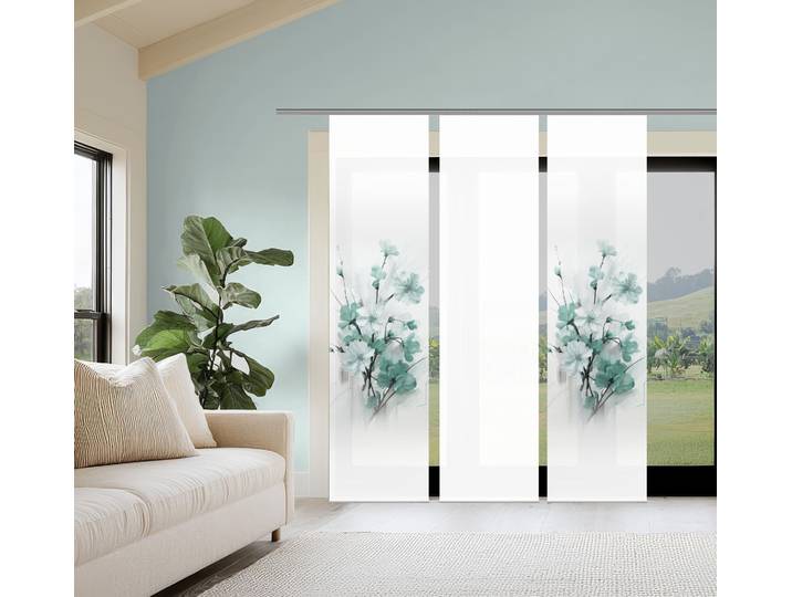Schiebegardine HOME WOHNIDEEN LOTUS , weiss (mint), B:60cm H:245cm, Polyester, Gardinen, Schiebegardine, Schiebewand Seidenoptik, SET, Digitaldruck