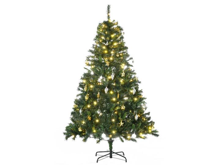 Homcom Weihnachtsbaum Tannenbaum Christbaum LED Lichtfaser Baum Stern, Grün, Kunststoff, Metall, 180 cm, Dekoration, Weihnachtsdekoration, Christbäume & Zubehör