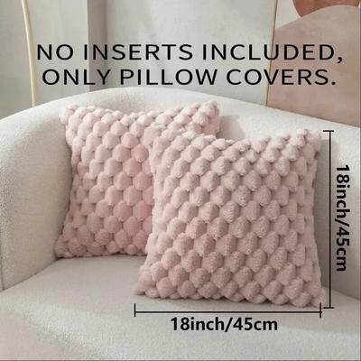 Uplift Picks 3D Plush Throw Pillowcase Cream White Decorative Sofa Cushion Cover pink 450*450 Mm