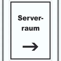 HB-Druck Serverraum Aufkleber mit Text und Richtungspfeil rechts Computer IT PC hochkant A0 (841x1189mm)