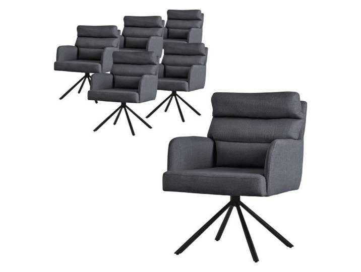 ML-Design 6x Chaise de Salle à Manger Anthracite Pivotante Position Voiture Rembourrée Revêtement Polyester avec Accoudoirs Dossier