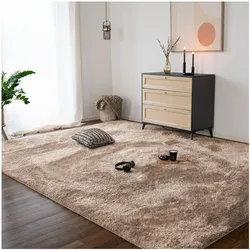 HOME DELUXE Hochflor Teppich SOFI - 320 x 240 cm Braun