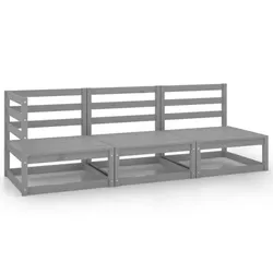 3-tlg. Garten-Lounge-Set Kiefer Massivholz V4 | vidaXL : Farbe - Grau