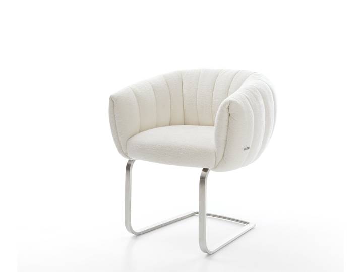 Freischwinger Jada-Flex Bouclé Soft Beige Freischwinger flach Edelstahl Taschenfederkern, Esszimmerstühle