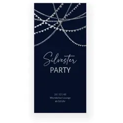 Einladungskarte Silvester & Neujahr: Silvester Girlande in Blau