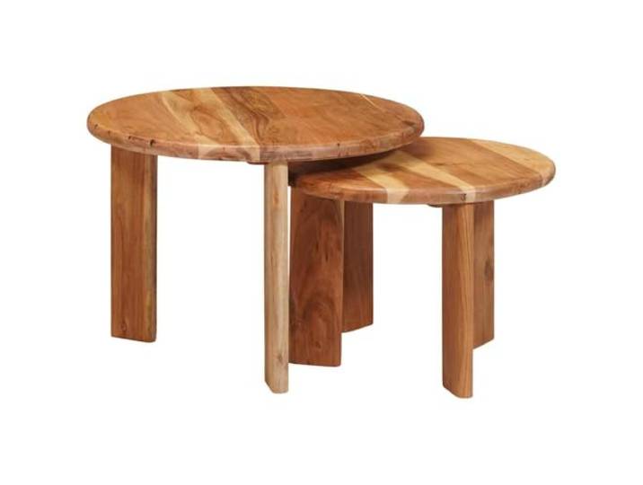IBUQDDV Nesting-Couchtische 2 STK. Braun Ø 50 x 40 cm Massivholz Akazie Platzsparendes Nesting-Design, moderner Stil, niedrige Couchtische, Massivholz Akazie, einfache Montage