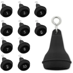 CombiCraft Mayfair Schlüsselanhänger Schwarz 70x40 mm - 10er Pack mit den gravierten Zahlen 1-10