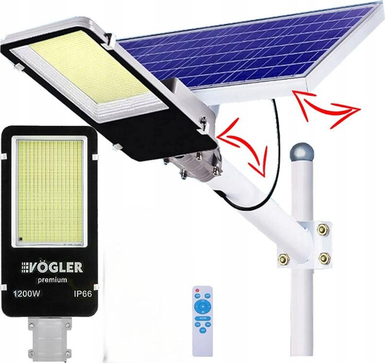 Vogler Krachtige LED Zonne-energie Straatlamp en Tuinlamp met Schemersensor