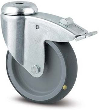 B2B Partner Antistatisches drehbares Armaturenrad TENTE mit Bremse, 75 mm, Mittelloch, graues Gummi