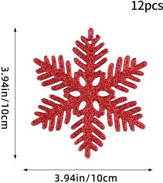Modern Mode Marketplace Christmas Venue Decoration, Pink Glitter Plastic Snowflake, Winter Party Supplies, Ornaments For Home, Tree Pendant red Type B 12pcs