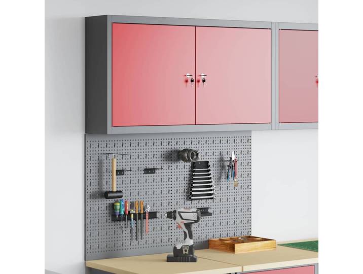vidaXL Werkzeugschrank-Set 3 Stk. Rot Pulverbeschichteter Stahl