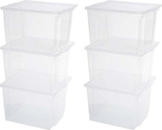 Transparante stapelbare opbergbox met deksel, 30 liter