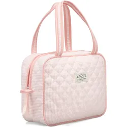 Karen - Grosser Kulturbeutel mit Henkel - Rosa karierte Steppdecke, Necessaire, Rosa
