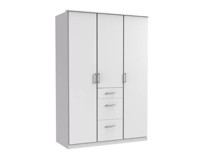 Drehtürenschrank Julan I 135cm Weiß/Weiß ohne Spiegeltür/-en