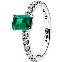 Pandora 194506C01 Silberring für Damen Rechteckiger Funkelnder Grüner Heiligen, 54/17,2