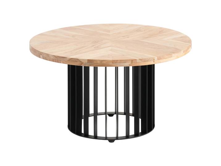 Livetastic Couchtisch, Schwarz, Akaziefarben, Holz, Metall, Akazie, vollmassiv, Holz, rund, rund, 40x70x70 cm, Holzmöbel, Holztische, Wohnzimmertische Holz, Couchtische Holz