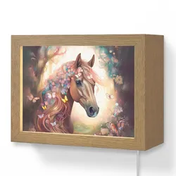 WANDLEUCHTE Pferd - Natur - Blumen - Schmetterlinge - Wald Wandlampe 20x15 cm Wandlampe
