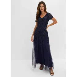 bonprix Kleid mit Pailletten, blau, Gr.52, Stylisches Kleid mit moderner Passform
