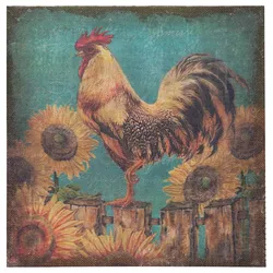 BISCOTTINI INTERNATIONAL ART TRADING BISCOTTINI Druck auf leinwand aus antikierter rohjute 'hahn' l40xpr1,9xh40 cm. 1.9x40x40 cm