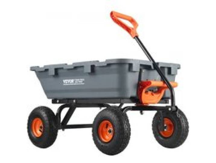 VEVOR Gartenwagen, Gartenkarre mit leicht zu montierendem Stahlrahmen, Kippbarer Transportwagen mit umwandelbarem 2-in-1-Griff, Mehrzweck-Schubkarre mit 360 kg Tragfähigkeit, 255 mm Reifen