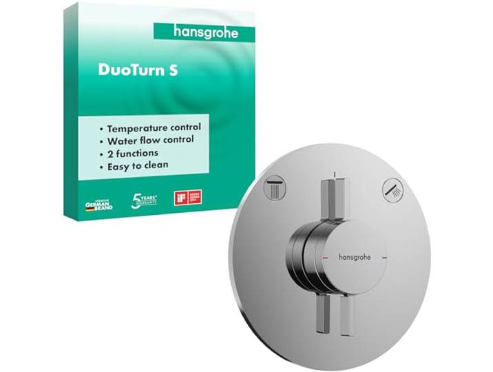 hansgrohe DuoTurn S - Mitigeur de douche encastré\, Robinet douche rond 2 sorties\, Mitigeur monocommande pour iBox universal 2\, Chromé\, 75418000
