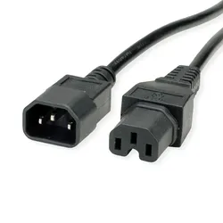 VALUE Netzkabel IEC320/C14 Stecker - C15 Buchse, H05RN-F, schwarz, 3 m