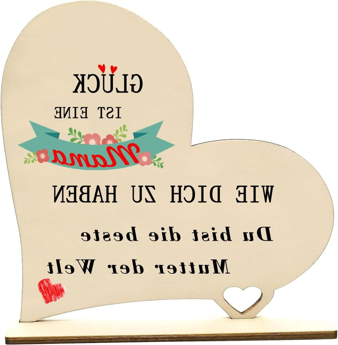 Houten Bord Hart met Spreuk - Decoratie voor Moederdag - Natuurlijk Hout - 15 cm