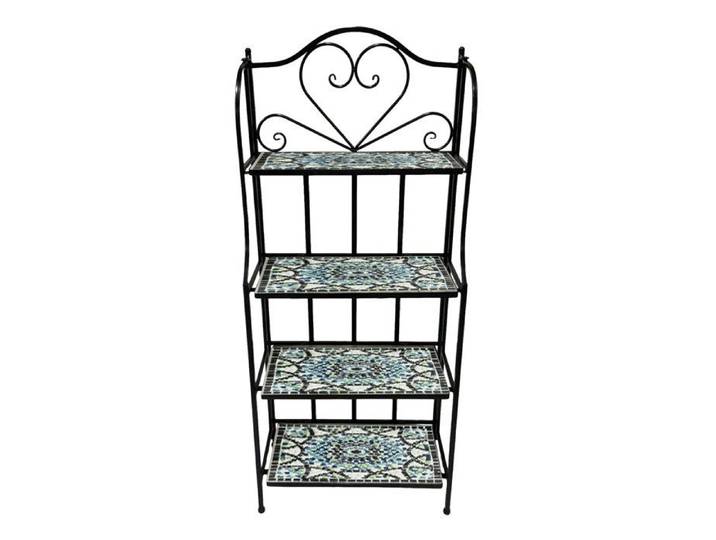 AXI Cleo Etagère à plantes en métal avec mosaïque multicolore Support à fleurs 4 niveaux avec carreaux de mosaïque en céramique