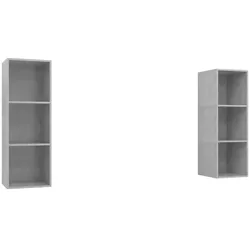 Helloshop26 - 2 Stk. Wand-TV-Schränke mit moderner Aufbewahrung Modularität 37 x 37 x 107 cm Holzwerkstoff Betongrau
