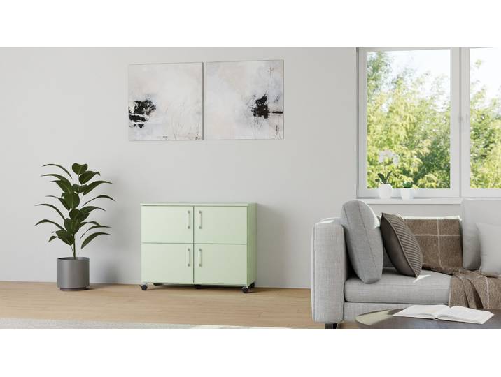 Container nach Maß - Rollcontainer mit vielen Optionen MDF Lackiert Weiß­grün