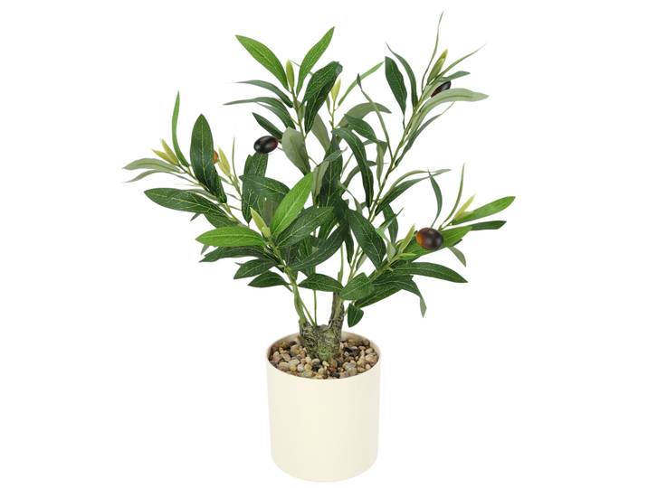 Kunstpflanze I.GE.A. Künstlicher Olivenbaum mit schwarzen Oliven im Topf , grün, B:25cm H:46cm T:22cm, Polyester, Kunstpflanzen, Kunstpflanze, 46cm Kunstpflanze Ölbaum Baum Kunstbaum Olivenpflanze Dekopflanze