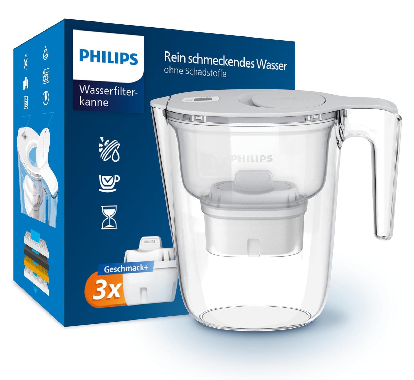 Philips Water waterfilterkan Smaak+ model inclusief vervangingsfilterpatronen