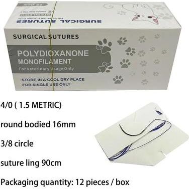 Inspire Select Professional Absorbable PGA Veterinary Suture Kit 12pcs Sterile Dog Surgical Training Thread With Needle 4 0 Round Bodied