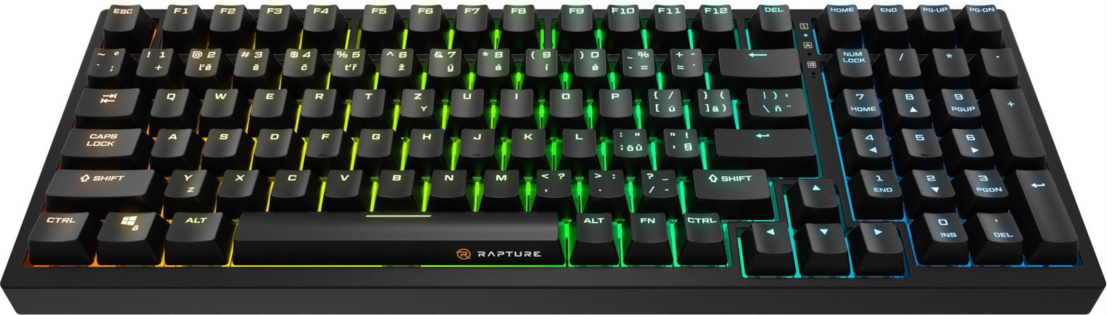 Rapture FOXTROT Wired mechanisch toetsenbord met Gateron G Pro 3.0 rode schakelaars, zwart, geschikt voor CZ/SK toetsenborden