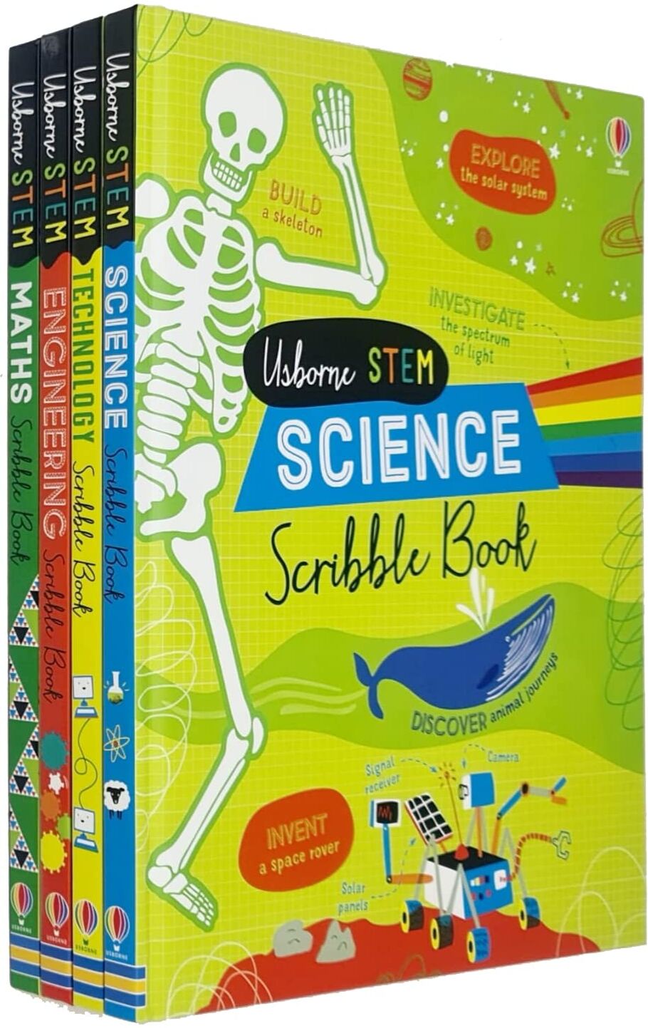 Usborne Publishing Usborne Scribble Books STEM 4 Book Collection Set - Science, Engineering, Technology & Maths - Ages 7+ - Hardback Activity Books