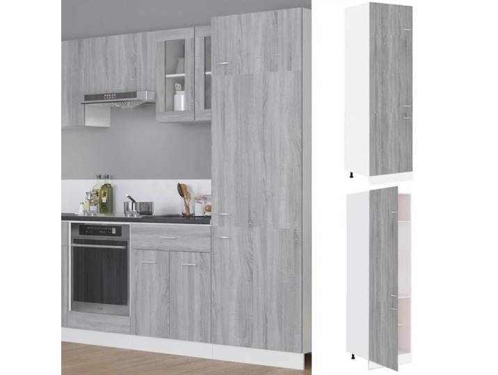 1pc Gris Armoire base/Caisson de cuisine - Magnifique Armoire réfrigérée  Lyon  Gris Sonoma 60x57x207cm - Bois d'ingénierie CL371657