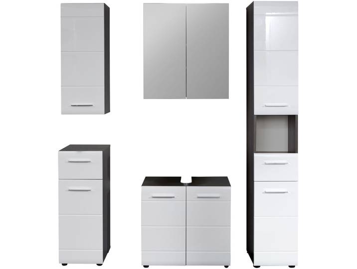 Haim Badezimmer-Set weiss/grau 150x182 - Material: Holzwerkstoff - 717
