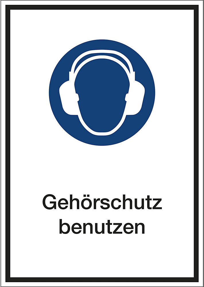 kaiserkraft Kombizusatzschilder für Gebotszeichen, Gehörschutz benutzen, Kunststoff, LxHxT 210 x 297 x 1 mm