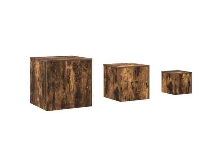 KGHFDVB Beistelltisch 45 x 45 x 45 cm aus Holzwerkstoff Räuchereiche Holzwerkstoff in Räuchereiche, 3er-Set mit 3 Größen, feuchtigkeitsbeständig, für Wohnzimmer und Schlafzimmer