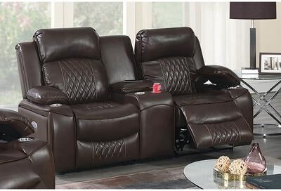 Esofastore Transitional Power Motion 1pc Loveseat Dark Brown Finish Cup Holders