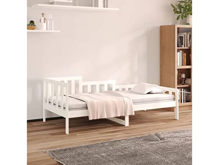 Massiv Kiefernholz Vielseitig als Bett und Sofa Tagesbett Weiß 80x200 cm Tagesbett ohne Matratze Weiß 80x200 cm Massivholz Kiefer Gästebett mit Bettkasten Schlafsofa Tagesliege für Schlafzimmer