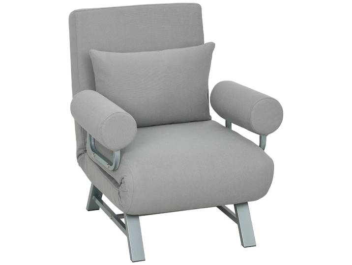 HOMCOM slaapfauteuil, gestoffeerde fauteuil, om te zetten naar gastenbed, ergonomisch, Lichtgrijs