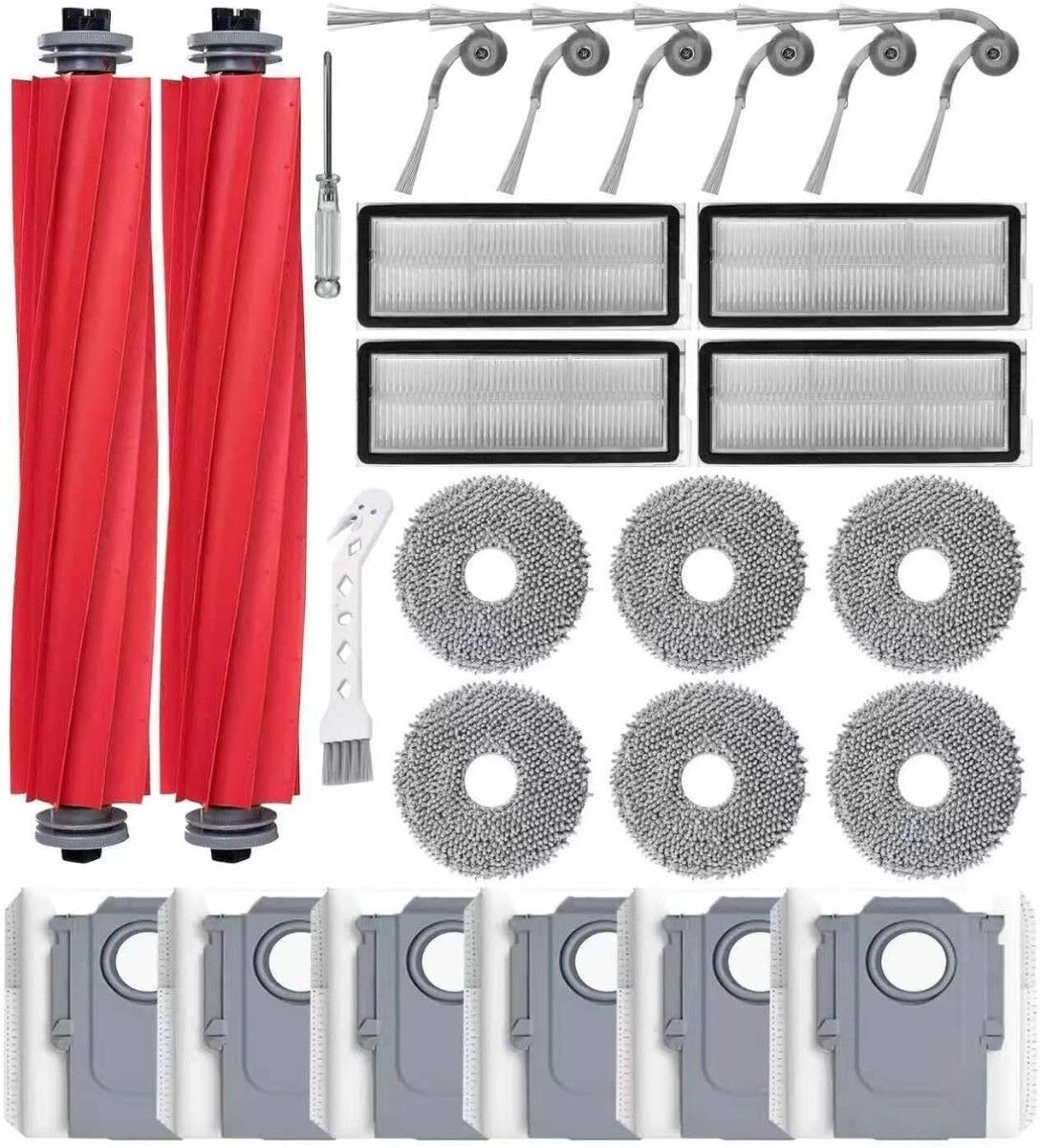 INF Ersatzteilset für Saugroboter, kompatibel mit Roborock Qrevo S Pro / QV 35A / QV 35S - Komplettes Bürsten- und Filterset