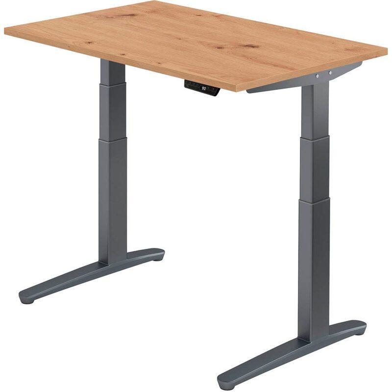 HAMMERBACHER VXBHM12/R/GG elektrisch höhenverstellbarer Schreibtisch 65,0 - 130,0 cm - elektrisch Asteiche / grafit